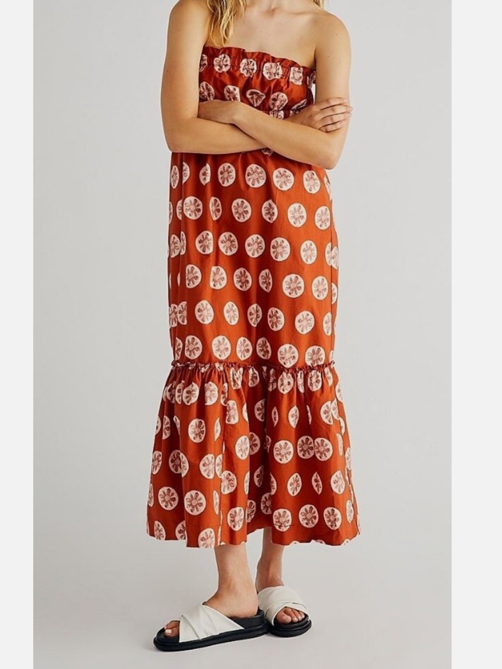 Free People Leanna Tube Dress in Orange Rust